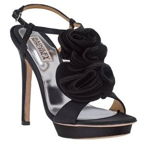 Badgley Mishka Black Satin Heels